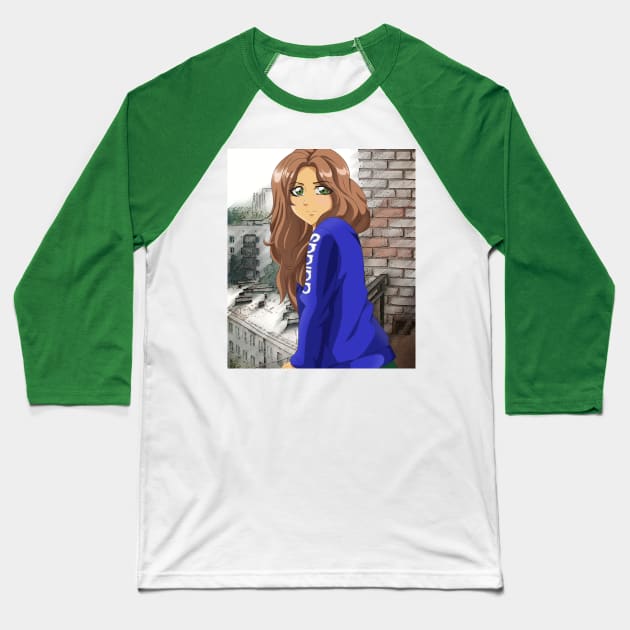 Anime Girl Baseball T-Shirt by Mirovella